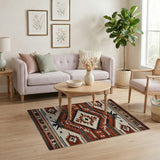 Southwestern Red Diamond Geometric Area Rug