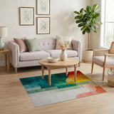 Vibrant Multi-Color Geometric Wave Area Rug