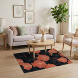 Black Coral Seashell Pattern Area Rug