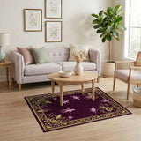 Ornate Gothic Purple Rug with Pink Tentacle Silhouettes