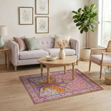 Vibrant Orange Pink Tree of Life Persian Area Rug