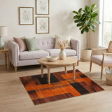 Orange Bold Orange Black Geometric Abstract Area Rug