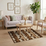 Bison Silhouette Heritage Rug in Brown Tan