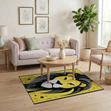 Bold Yellow Lion Head Geometric Area Rug