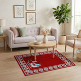 Festive Red Sleigh and Evergreen Trees Rug