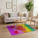 Rainbow Pixel Heart Area Rug