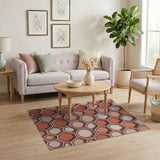 3D Honeycomb Hexagon Area Rug in Coral Orange