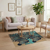 Teal Zebra Stripe Area Rug