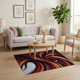ODIKA Modern Abstract Swirl Area Rug - Washable Low Pile Non-Slip Carpet