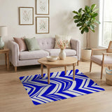 Modern Blue Chevron Zigzag Area Rug