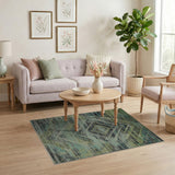 Heritage Tribal Blue and Teal Teal Geometric Heritage Tribal Area Rug