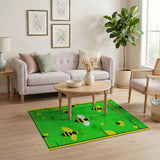 Playful Bumblebee Meadow Area Rug