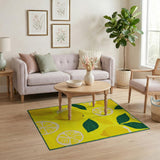 Zesty Lemon Yellow Fruit Area Rug
