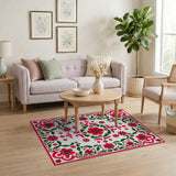 Red Floral Border Persian Area Rug