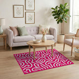 Hot Pink Wavy Abstract Area Rug