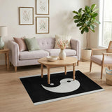 Geometric Modern Yin Yang Black White Area Rug