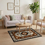 Washable Southwestern Geometric Tribal Area Rug - Low Pile, Non-Slip, Pet Friendly