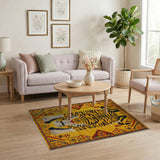 Bold Yellow Tiger Heritage Tribal Area Rug