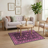 Floral Vintage Pink Heart Floral Vintage Area Rug