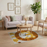 Adorable Cartoon Lion Yellow Area Rug
