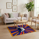 Vibrant Police Car Siren Burst Area Rug
