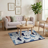 Whimsical Whale Ocean Blue Area Rug