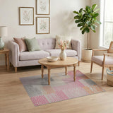 Vibrant Pink Orange Geometric Patchwork Rug