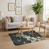 Abstract Cracked Lava Grey Area Rug
