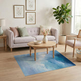 Dreamy Blue Watercolor Clouds Area Rug