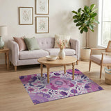 Floral Vintage Purple Purple Peony Floral Vintage Area Rug