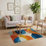ODIKA Modern Abstract Geometric Washable Area Rug - Low Pile Non-Slip Carpet
