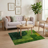 Green Geometric Patchwork Leaf Area Rug