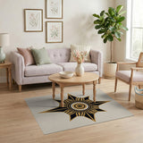 Gold Black Starburst Tribal Area Rug
