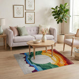 Radiant Sun Over Wavy Horizons Area Rug