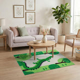 Playful Smiling Crocodile Kids Area Rug