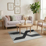 Black White Geometric X Area Rug