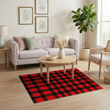 Red Rustic Farmhouse Bold Red Black Plaid Area Rug