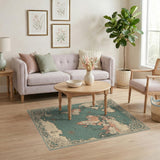 Vintage World Map Teal Area Rug