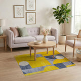 Bold Yellow Grey Geometric Abstract Area Rug