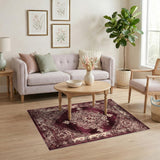 Distressed Red Vintage Medallion Area Rug