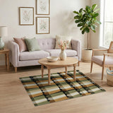 Green Rust Striped Coastal Area Rug