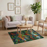 ODIKA Washable Dinosaur Kids Rug - Colorful Prehistoric Play Mat for Playroom & Bedroom
