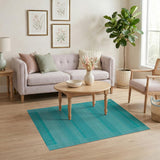 Teal Geometric Stripe Woven Area Rug