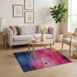 Vibrant Pink-to-Blue Geometric Sun Area Rug