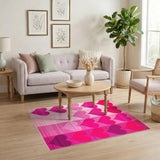 Geometric Modern Pink Hearts Geometric Area Rug