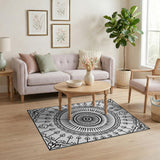 Black and White Intricate Black White Mandala Persian Area Rug