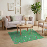 Playful Multi-Color Squiggle Vines Flowers Area Rug