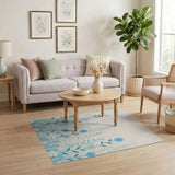 Blue and Teal Delicate Blue Daisy Meadow Area Rug