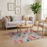 Blush Peony Floral Pink Area Rug