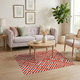 Red Geometric Lattice Area Rug